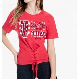 NEW Lucky Brand Corset Martin Guitar Graphic   Tee Size Medium